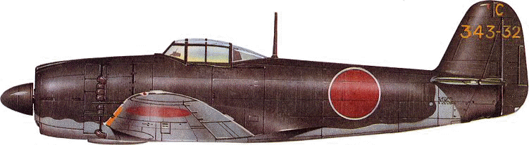 Kawanishi N1K2-J Shiden of 343rd Kokutai - reproduced with thanks from David Mondey's 'The Concise Guide to Axis Aircraft of World War II' (Chancellor Press)