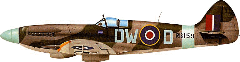 Mk XIV Spitfire flown by Squadron Leader R.A. Newbury, Commanding Officer of 610 Squadron RAF, based at Lympne in 1944 - operating against V1 pilotless aircraft ('flying bombs')